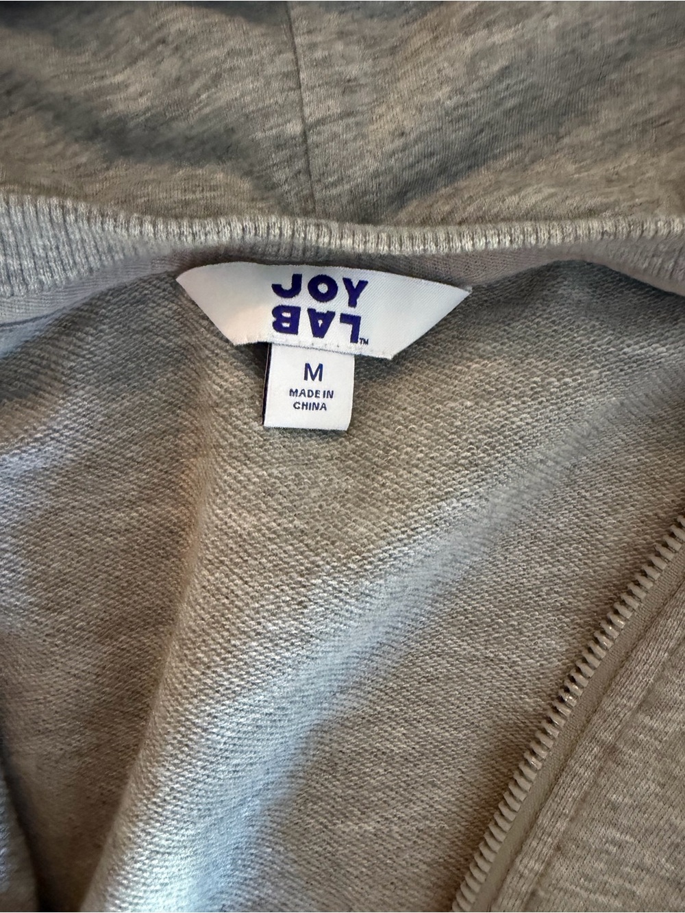 🩶 JoyLab Cropped Hoodie Zip Up Gray Heavyweight Size M - Picture 2 of 3